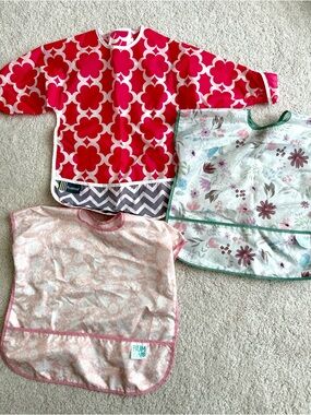 Bumkins Floral Bibs Trio Long Sleeve & Short Sleeve